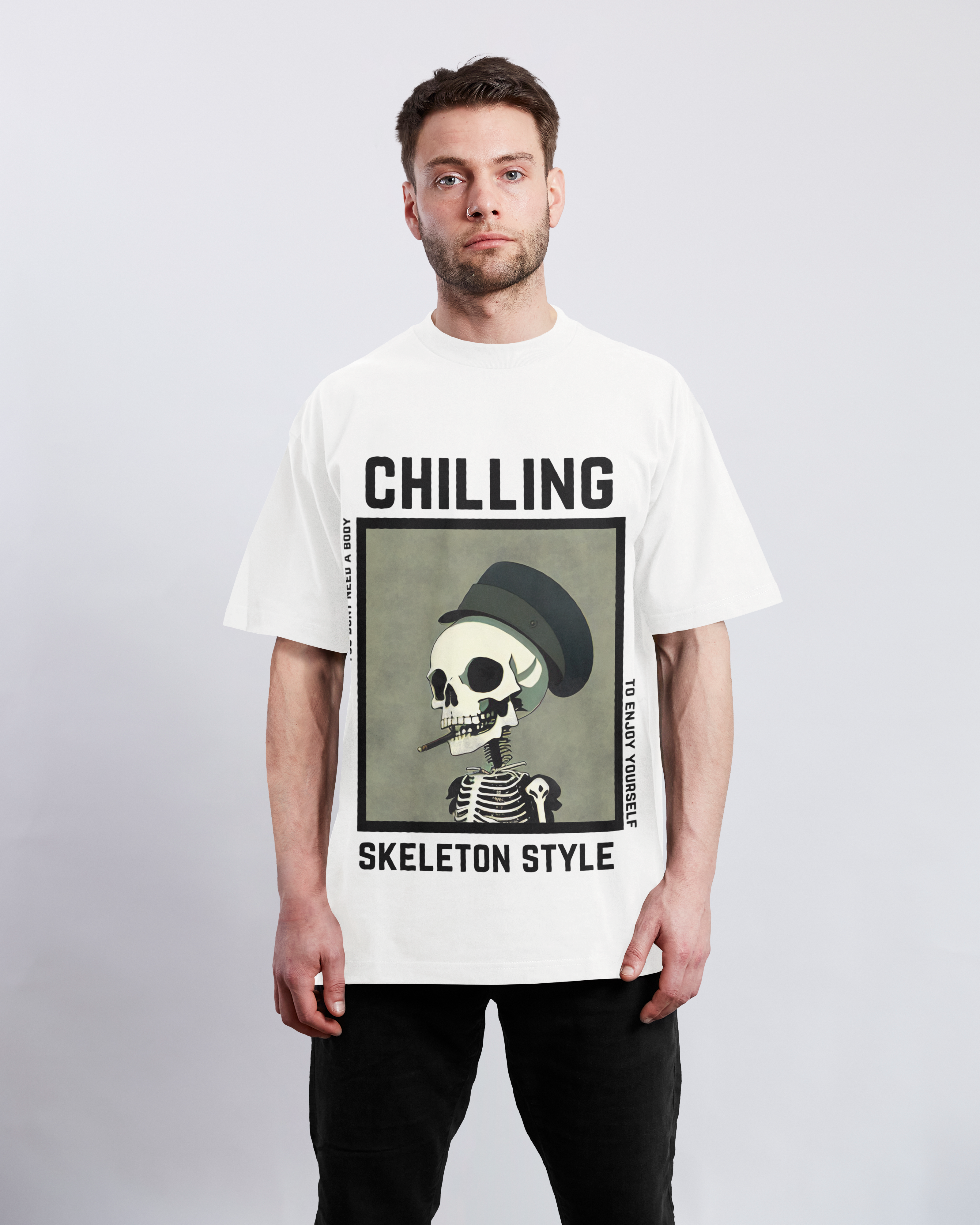 Chilling Like Skeleton Overiszed Tshirt