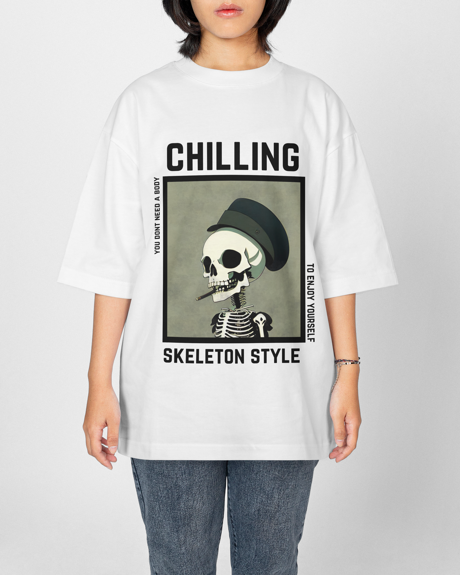 Chilling Like Skeleton Overiszed Tshirt